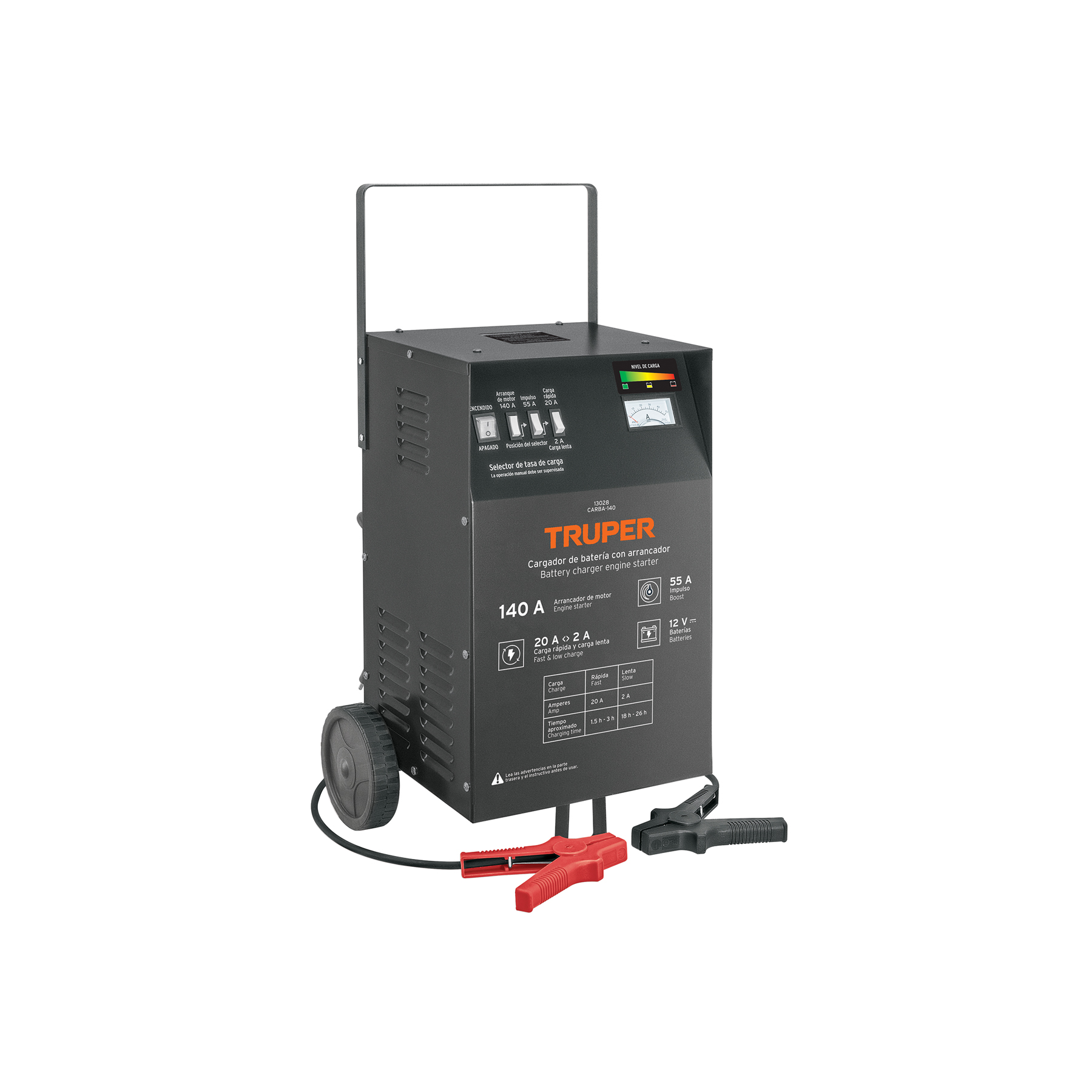 Cargador c/arrancador de 140 A para baterías de 12 V, TRUPER 13028
