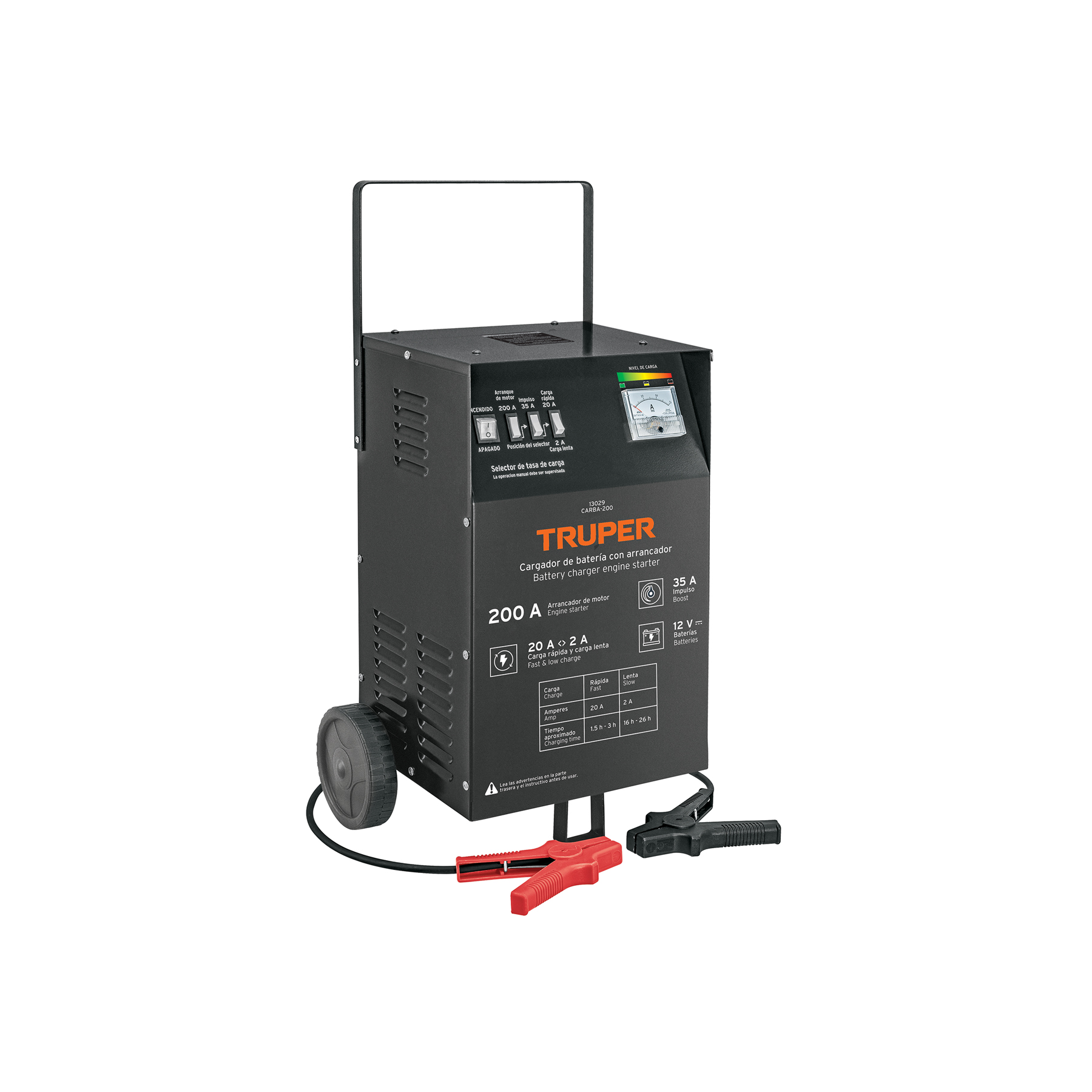 Cargador c/arrancador de 200 A para baterías de 12 V, TRUPER 13029