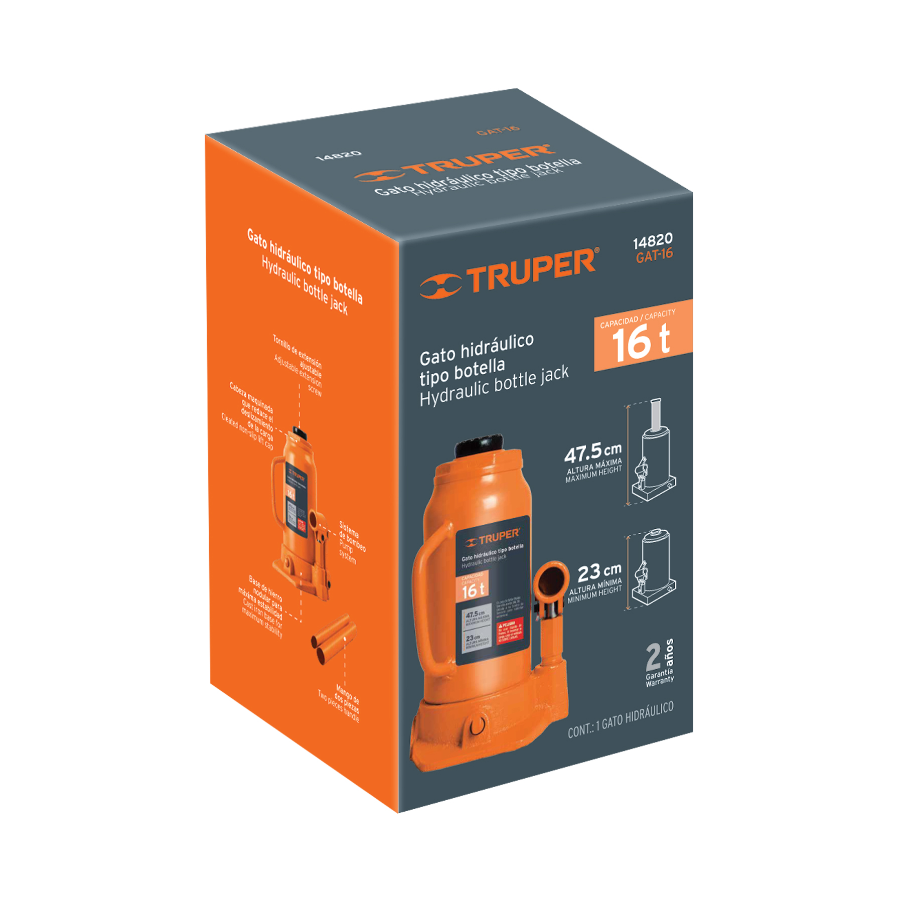 Gato hidráulico de botella de 16 Ton, Truper