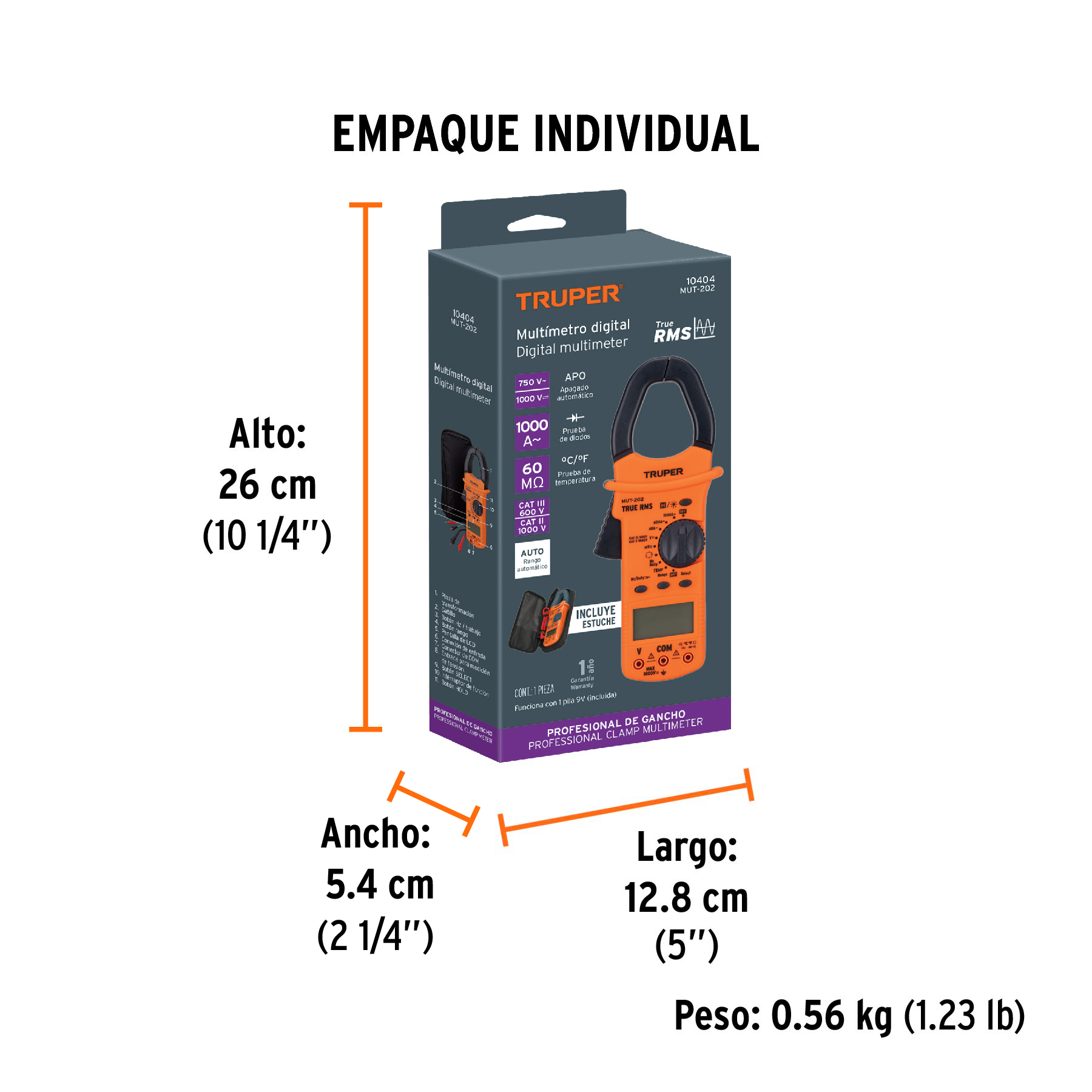 Multímetro para mantenimiento industrial con gancho 10404