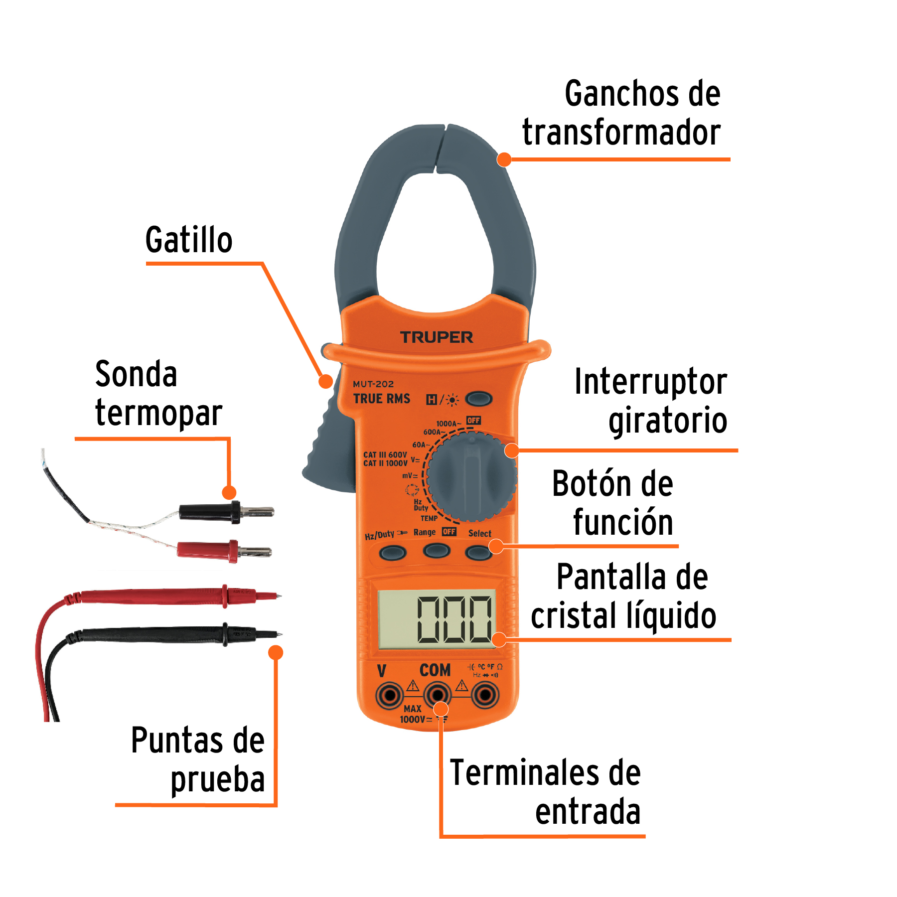 Multímetro para mantenimiento industrial con gancho 10404
