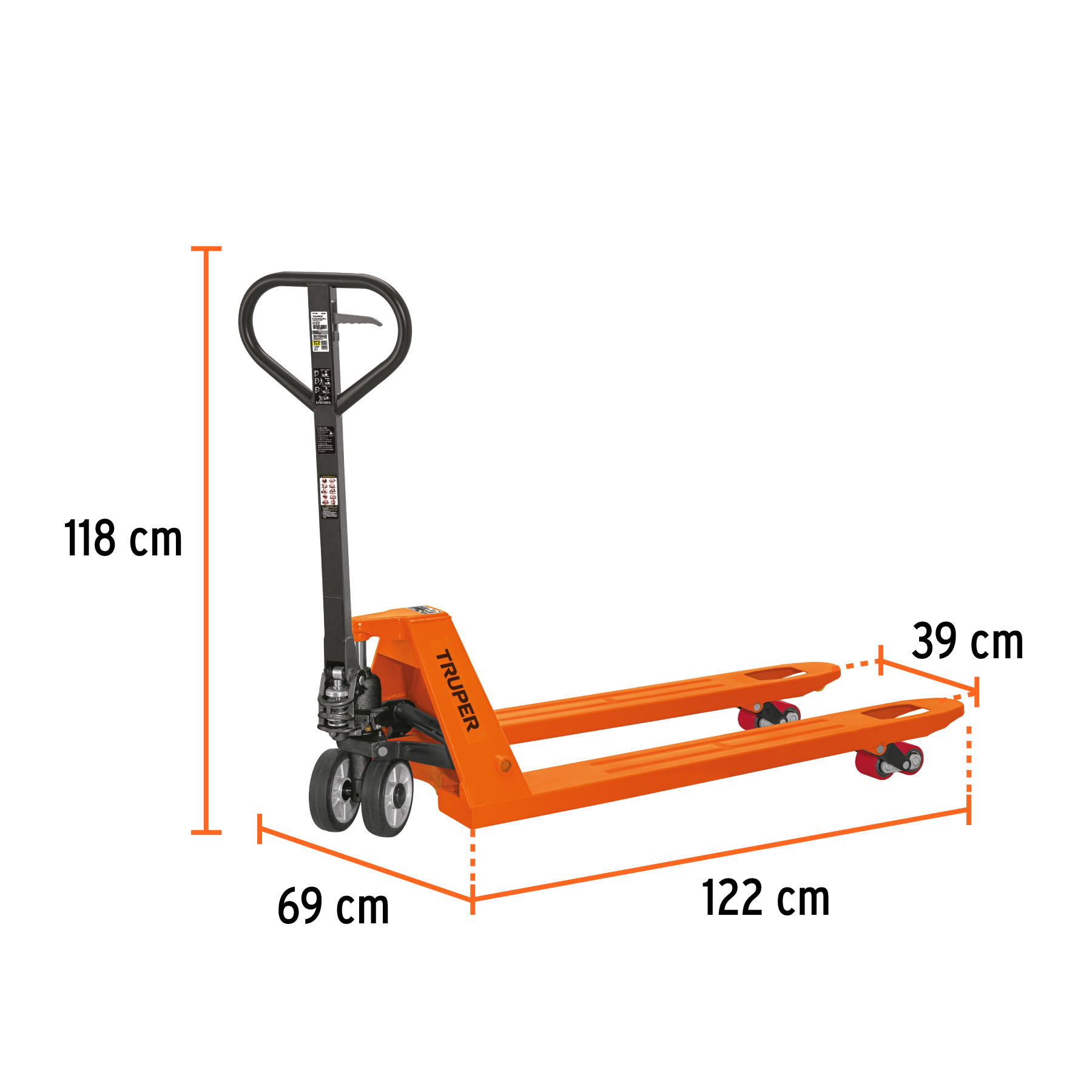 Patín traspaleta 2 ton con ruedas de hule/poliuretano