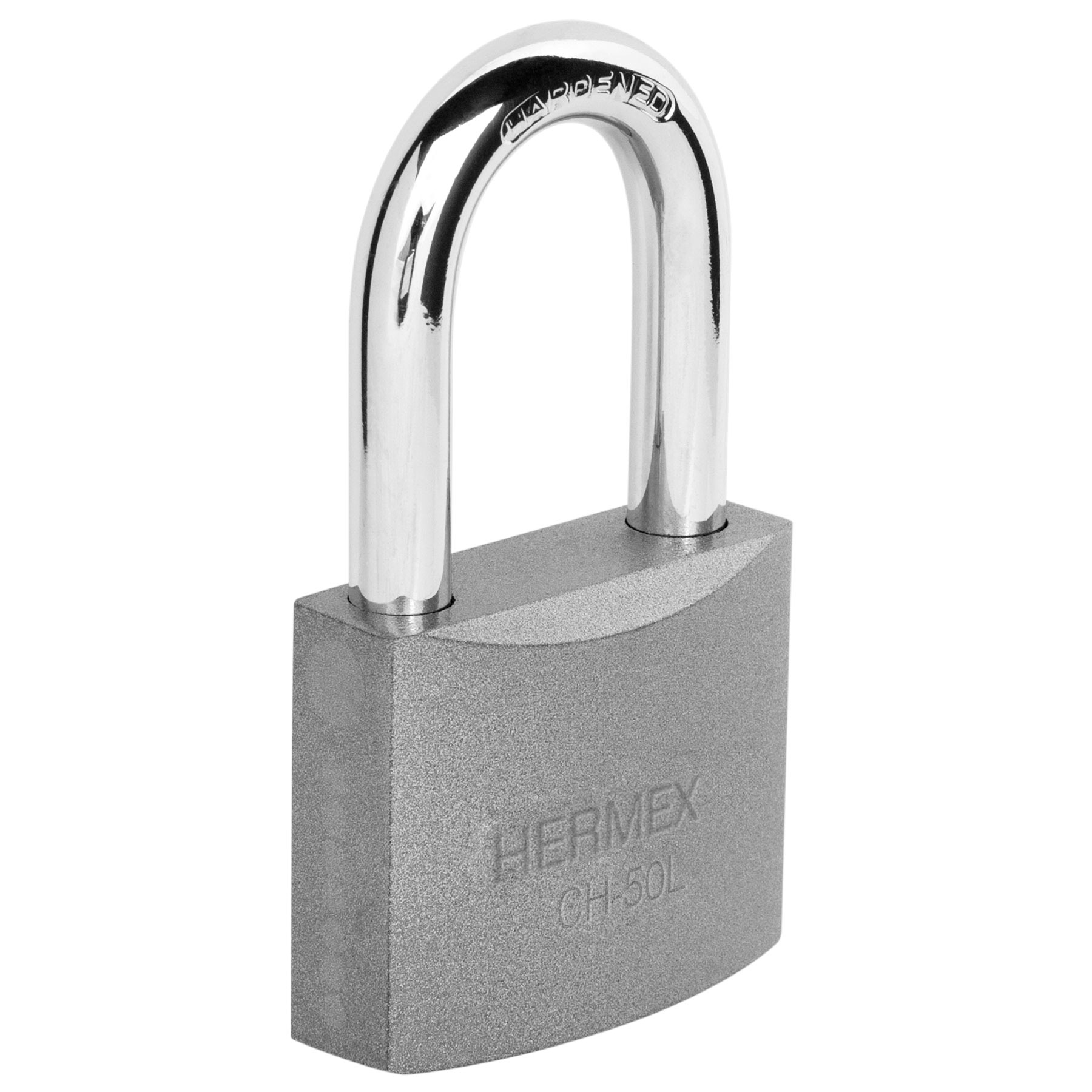 Candado de hierro 50 mm gancho largo en caja, HERMEX