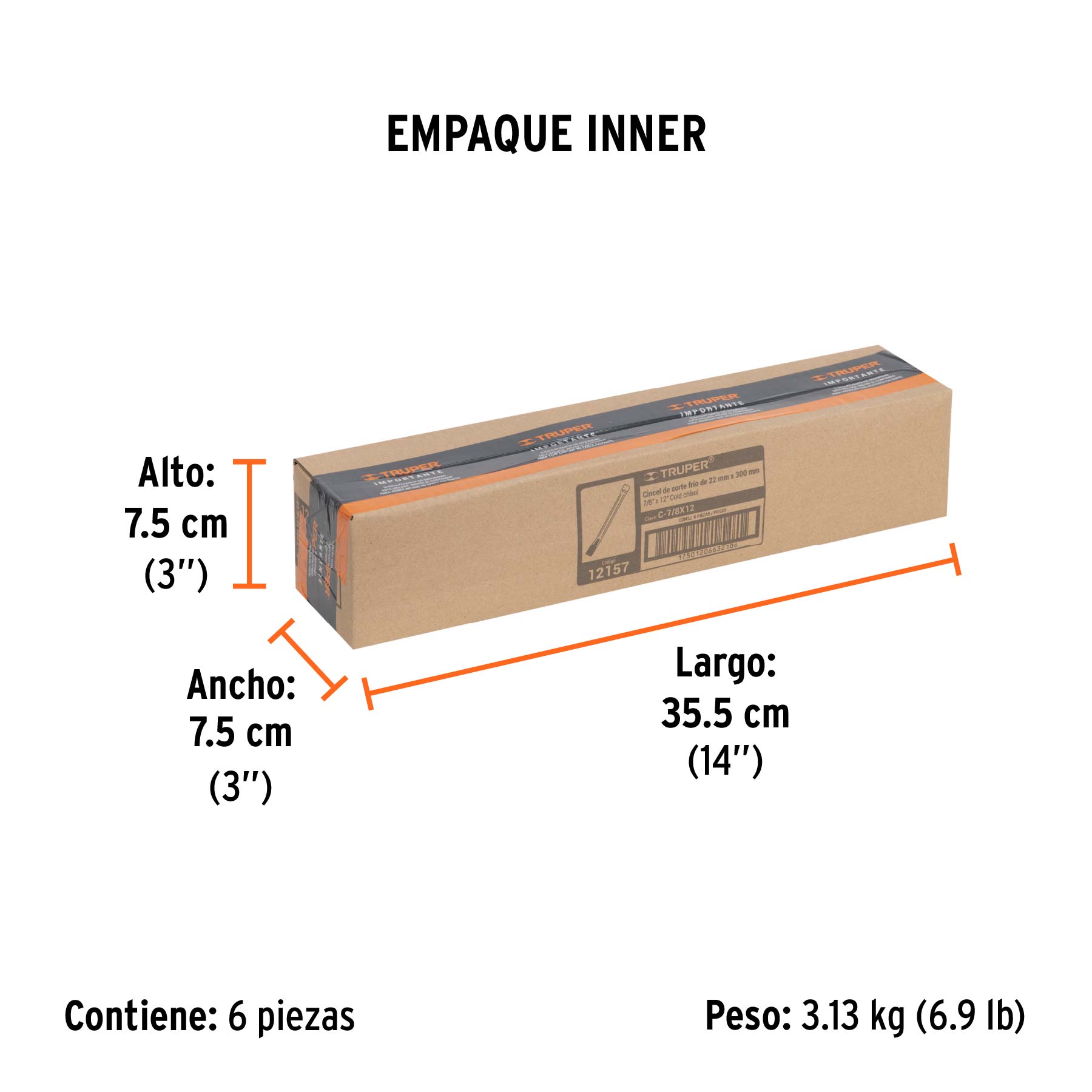 12157 Cincel de corte frío de 7/8 X 12", Truper