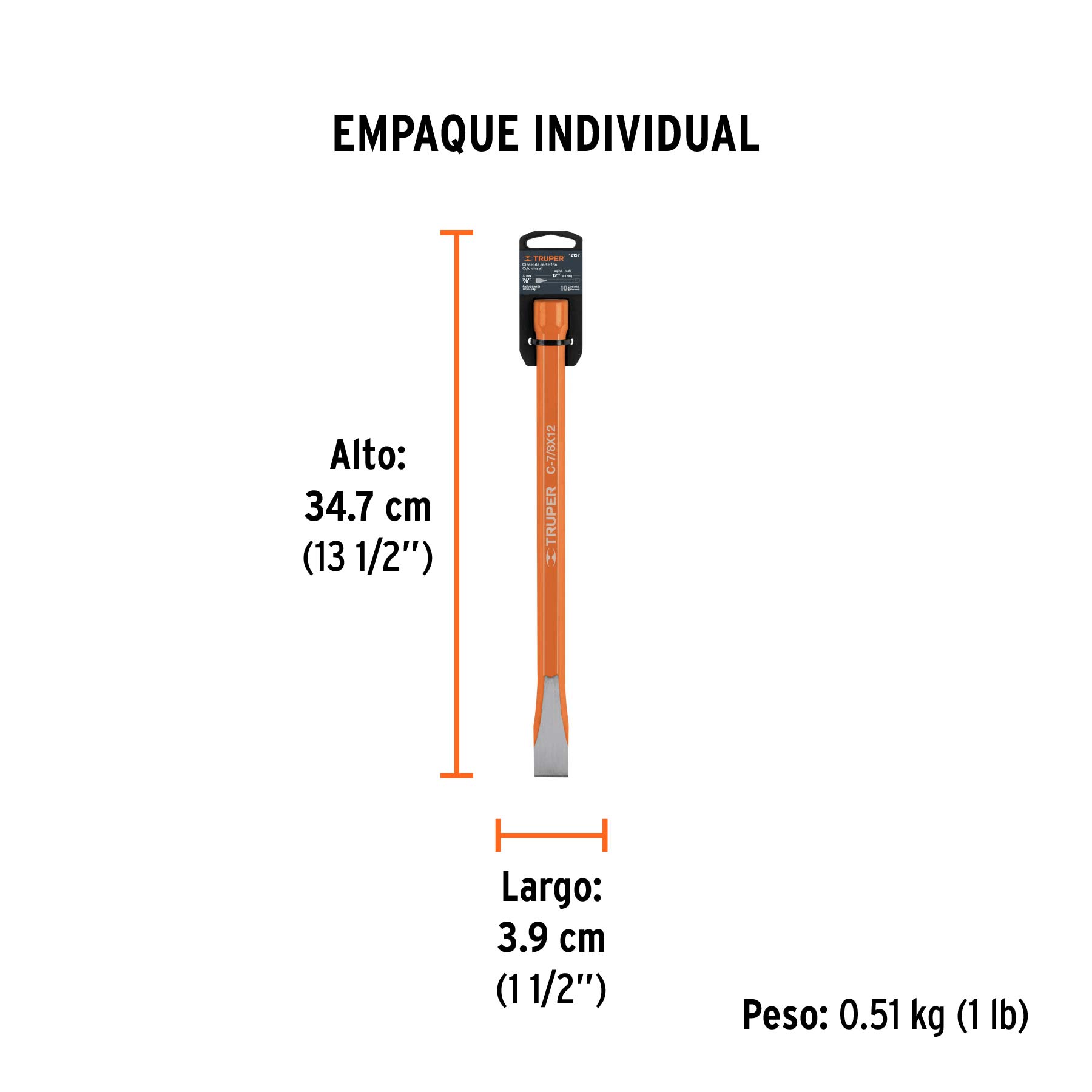 12157 Cincel de corte frío de 7/8 X 12", Truper