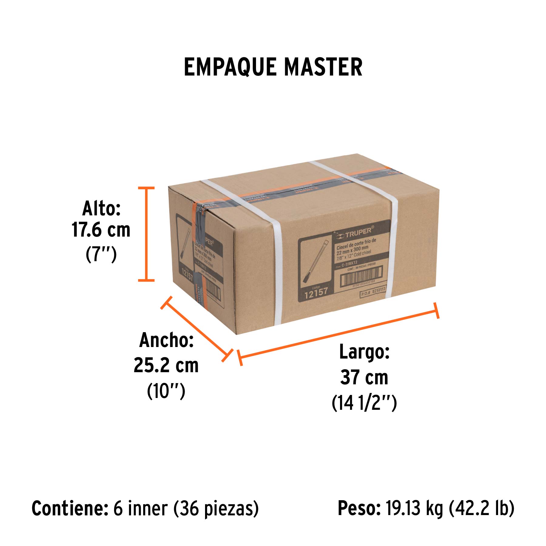 12157 Cincel de corte frío de 7/8 X 12", Truper