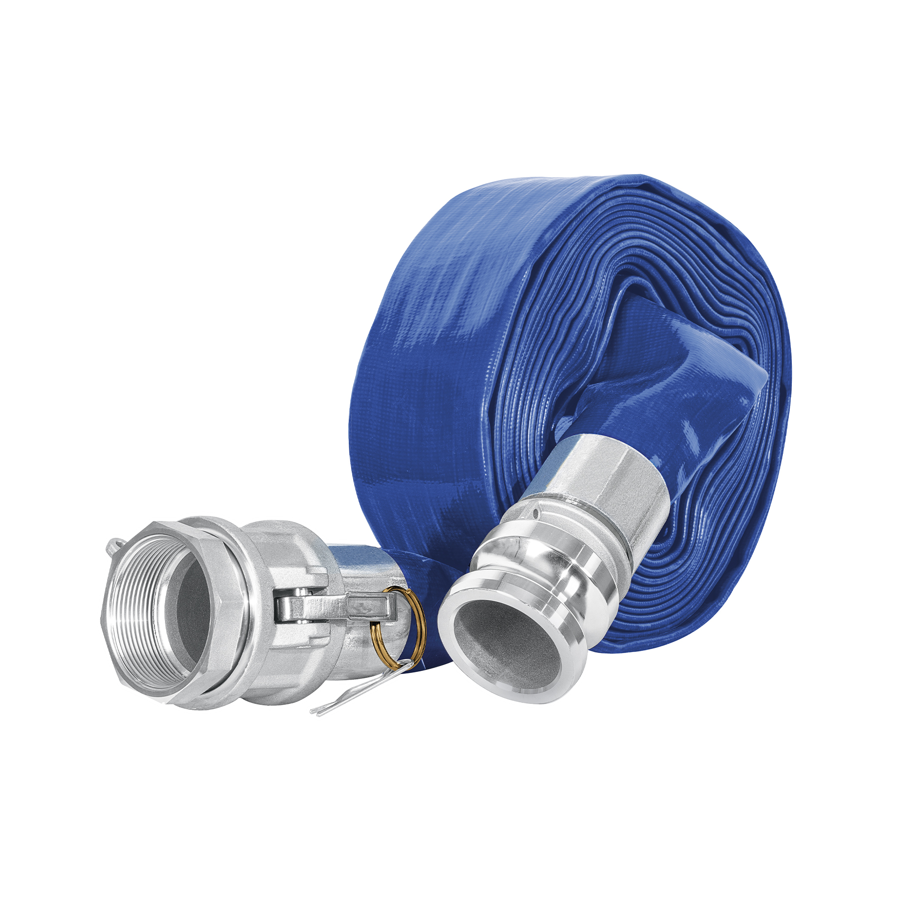 Rollo de manguera plana 2" x 7.5m de descarga c/conexiones