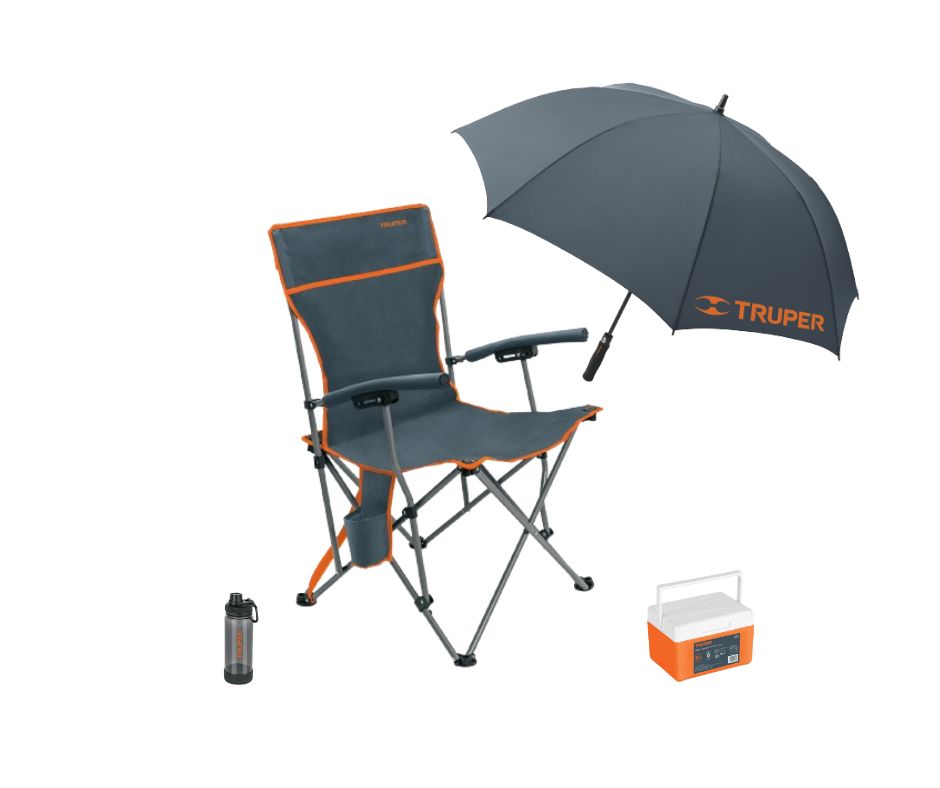 Kit Playero Truper con silla, sombrilla, botella y nevera