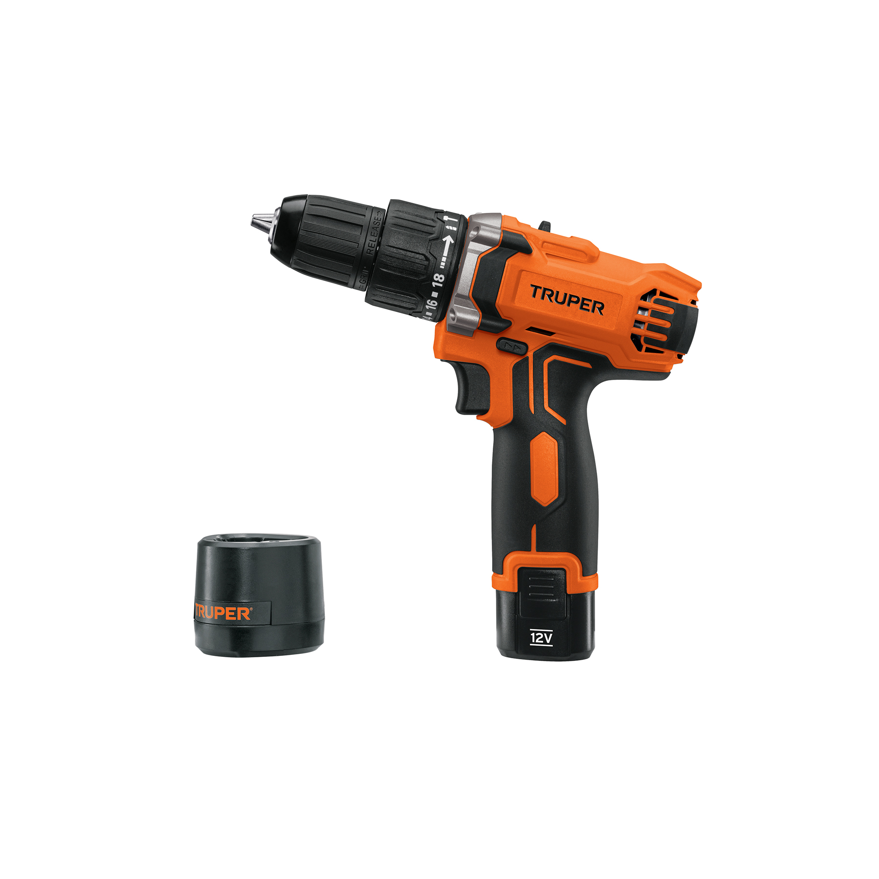 Taladro percutor compacto 3/8", 12V, 1 batería 2Ah, PRO