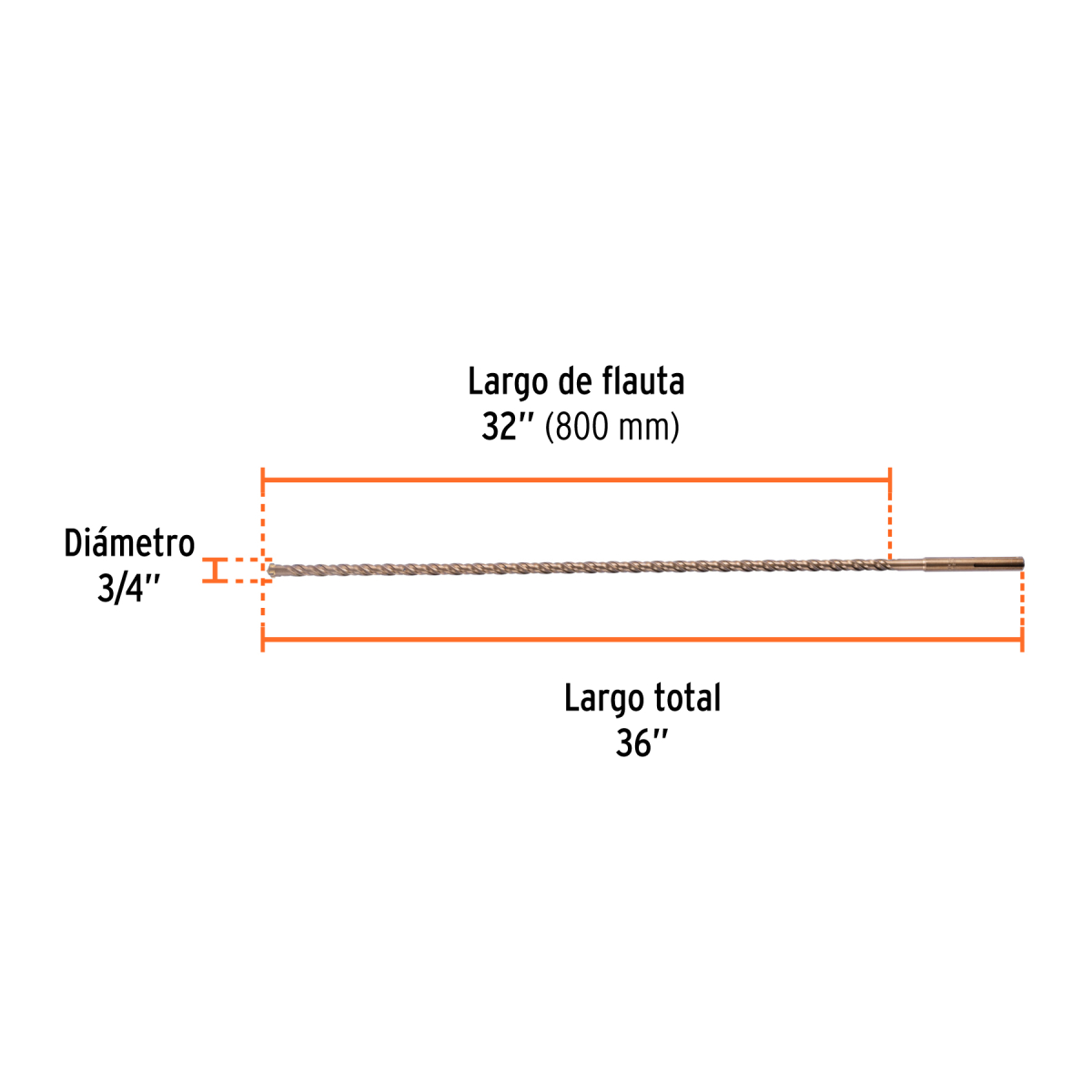 Broca-Concreto-SDS-Max-3-4x36-Truper-101437-BSM-3-4X36+FC1 Broca-Concreto-SDS-Max-3-4x36-Truper-101437-BSM-3-4X36+FC1