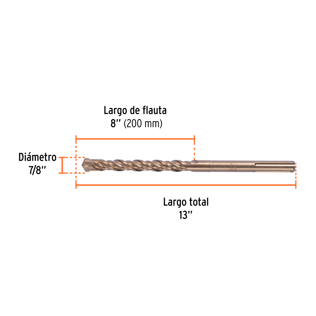 Broca-Concreto-SDS-Max-7-8x13-Truper-101438-BSM-7-8X13+FC1 Broca-Concreto-SDS-Max-7-8x13-Truper-101438-BSM-7-8X13+FC1