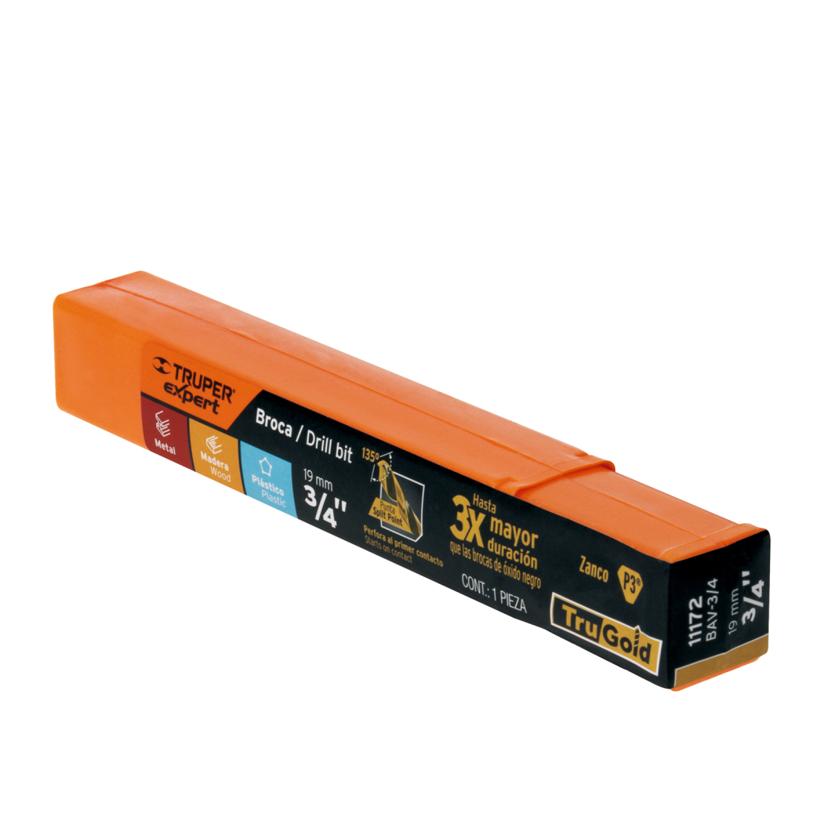 Broca‑alta‑velocidad‑3‑4‑Truper-11172-BAV-3-4+E1 Broca‑alta‑velocidad‑3‑4‑Truper-11172-BAV-3-4+E1