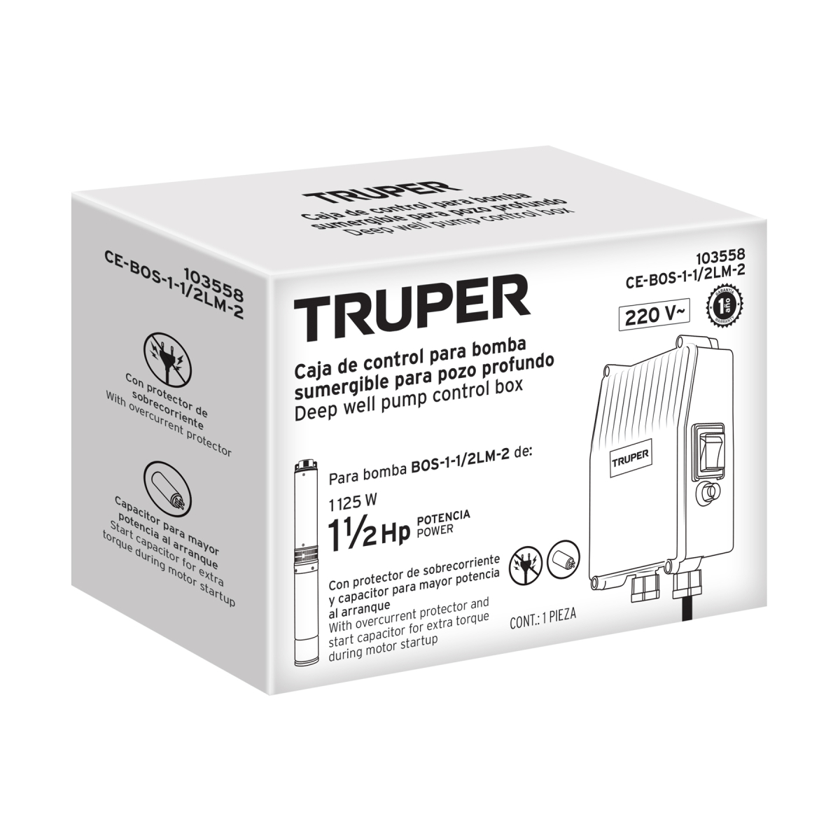Caja-Control-Bomba-Pozo-Profundo-1-1-2HP-220V-Truper-103558-CE-BOS-1-1-2LM-2+E1 Caja-Control-Bomba-Pozo-Profundo-1-1-2HP-220V-Truper-103558-CE-BOS-1-1-2LM-2+E1