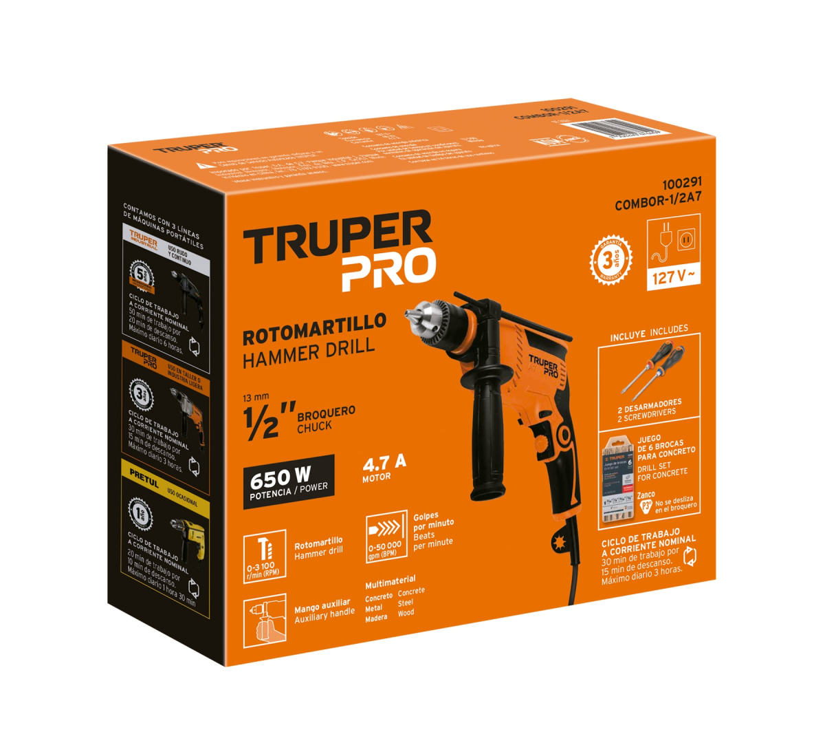 Combo-rotomartillo-650w-brocas-desarmadores-truper-100291-COMBOR-1-2A7+E1 Combo-rotomartillo-650w-brocas-desarmadores-truper-100291-COMBOR-1-2A7+E1