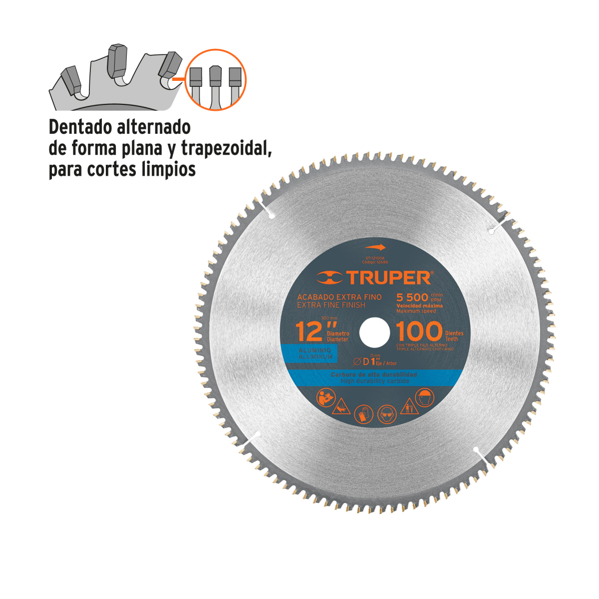 Disco-Sierra-12-Aluminio-100-Dientes-Truper-12686-ST-12100A+D1 Disco-Sierra-12-Aluminio-100-Dientes-Truper-12686-ST-12100A+D1