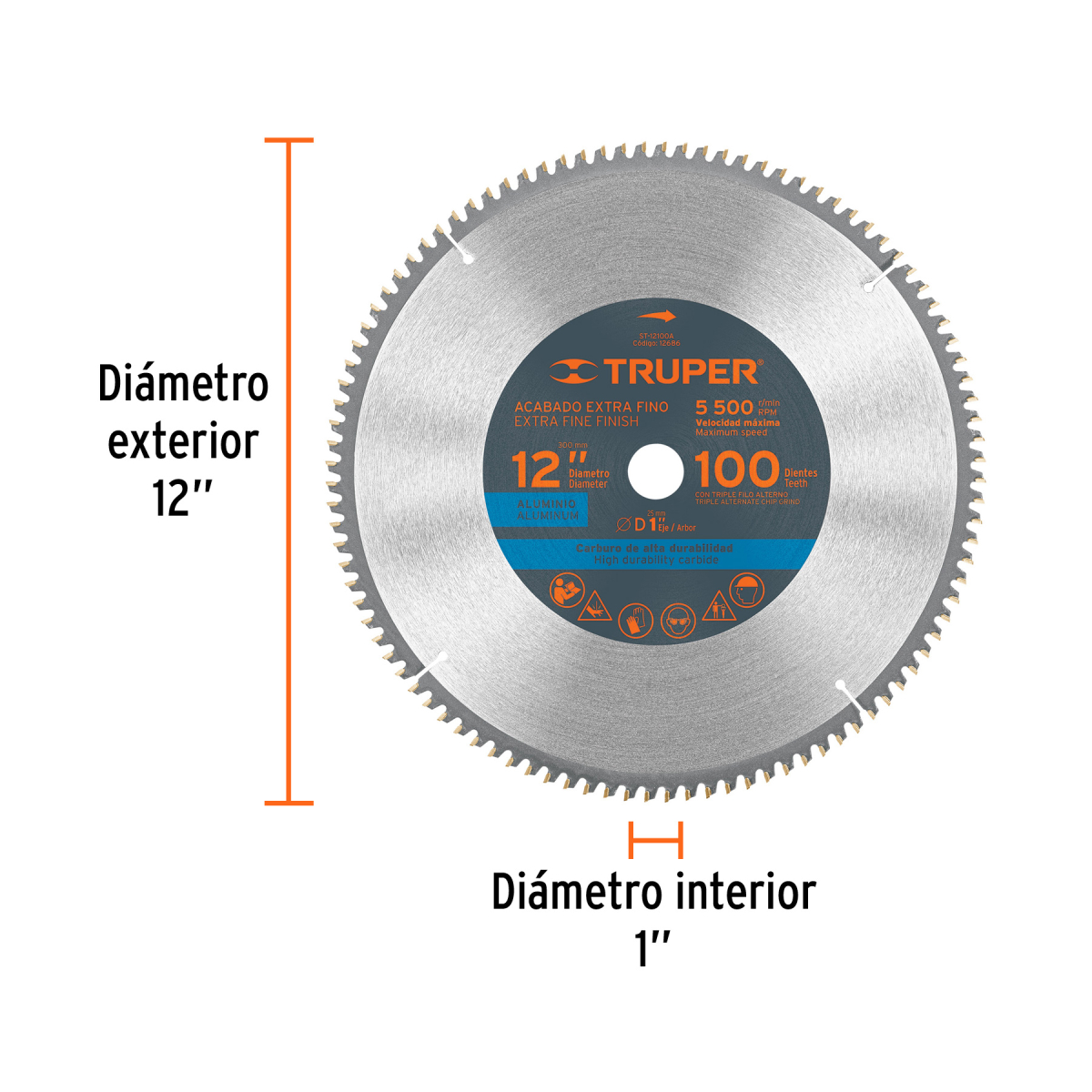 Disco-Sierra-12-Aluminio-100-Dientes-Truper-12686-ST-12100A+FC1 Disco-Sierra-12-Aluminio-100-Dientes-Truper-12686-ST-12100A+FC1