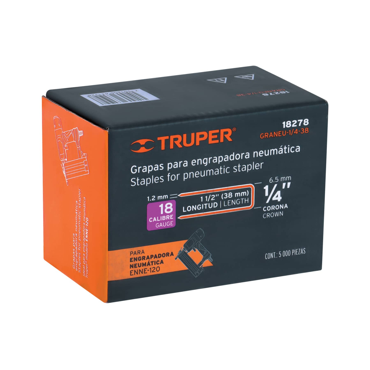 Grapas-corona-1-4-calibre-18-38mm-Truper-18278-GRANEU-1-4-38+E1 Grapas-corona-1-4-calibre-18-38mm-Truper-18278-GRANEU-1-4-38+E1