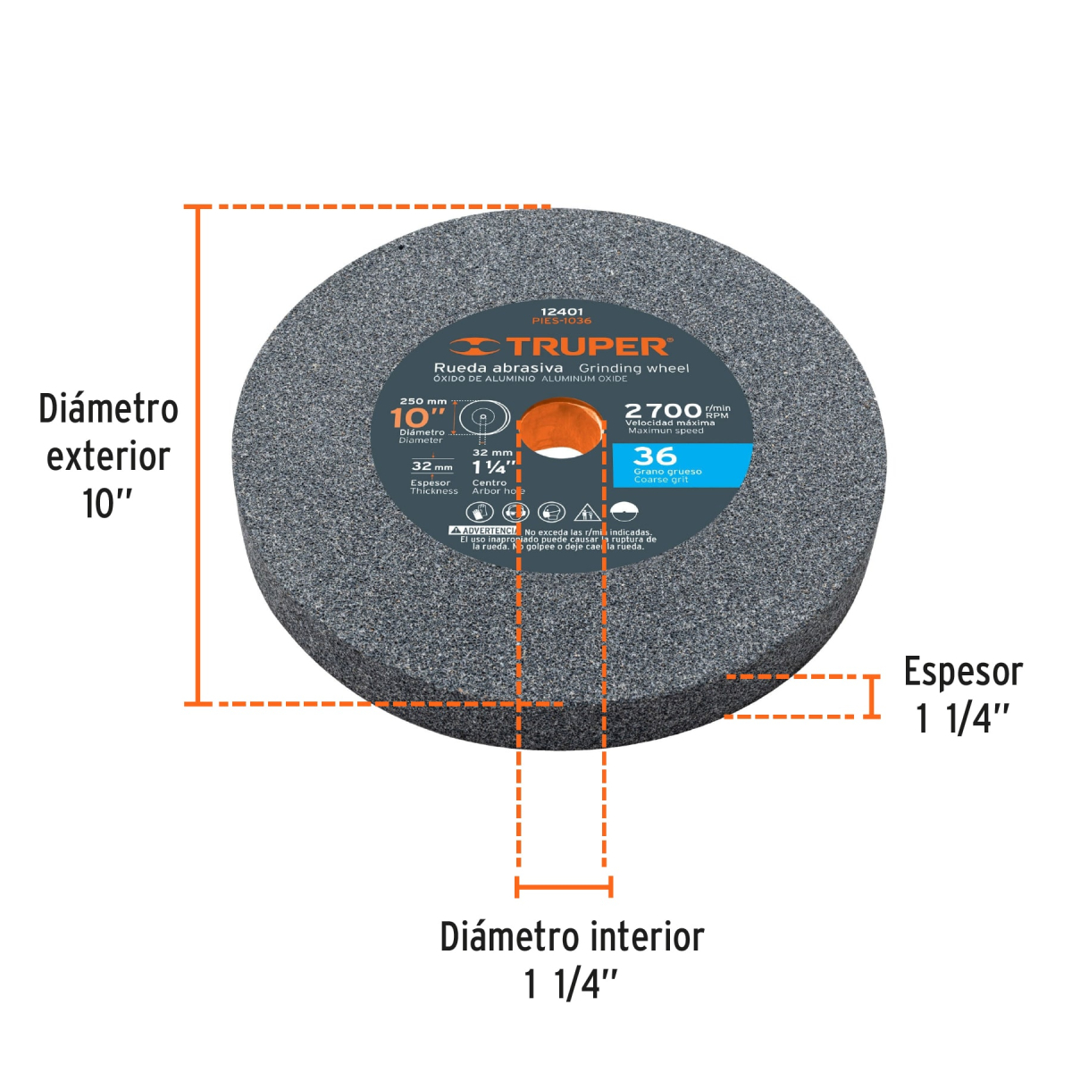 Piedra-para-esmeril-10-x-1-1-4-36-Truper-12401-PIES-1036+FC1 Piedra-para-esmeril-10-x-1-1-4-36-Truper-12401-PIES-1036+FC1
