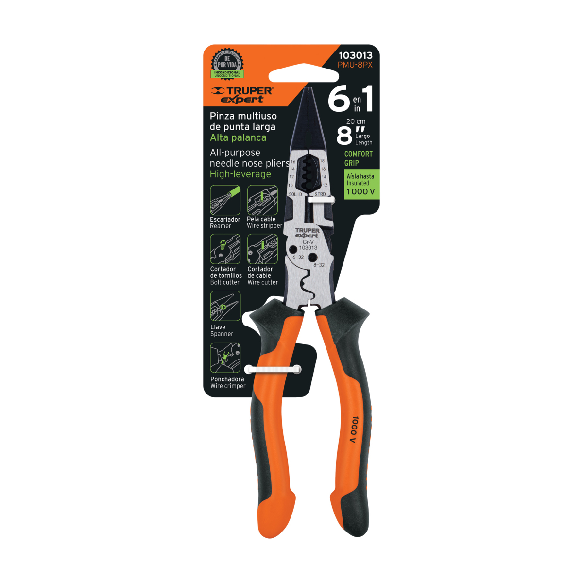 Pinza-Multiuso-8-Punta-Larga-Comfort-Grip-Truper-103013-PMU-8PX+E1 Pinza-Multiuso-8-Punta-Larga-Comfort-Grip-Truper-103013-PMU-8PX+E1