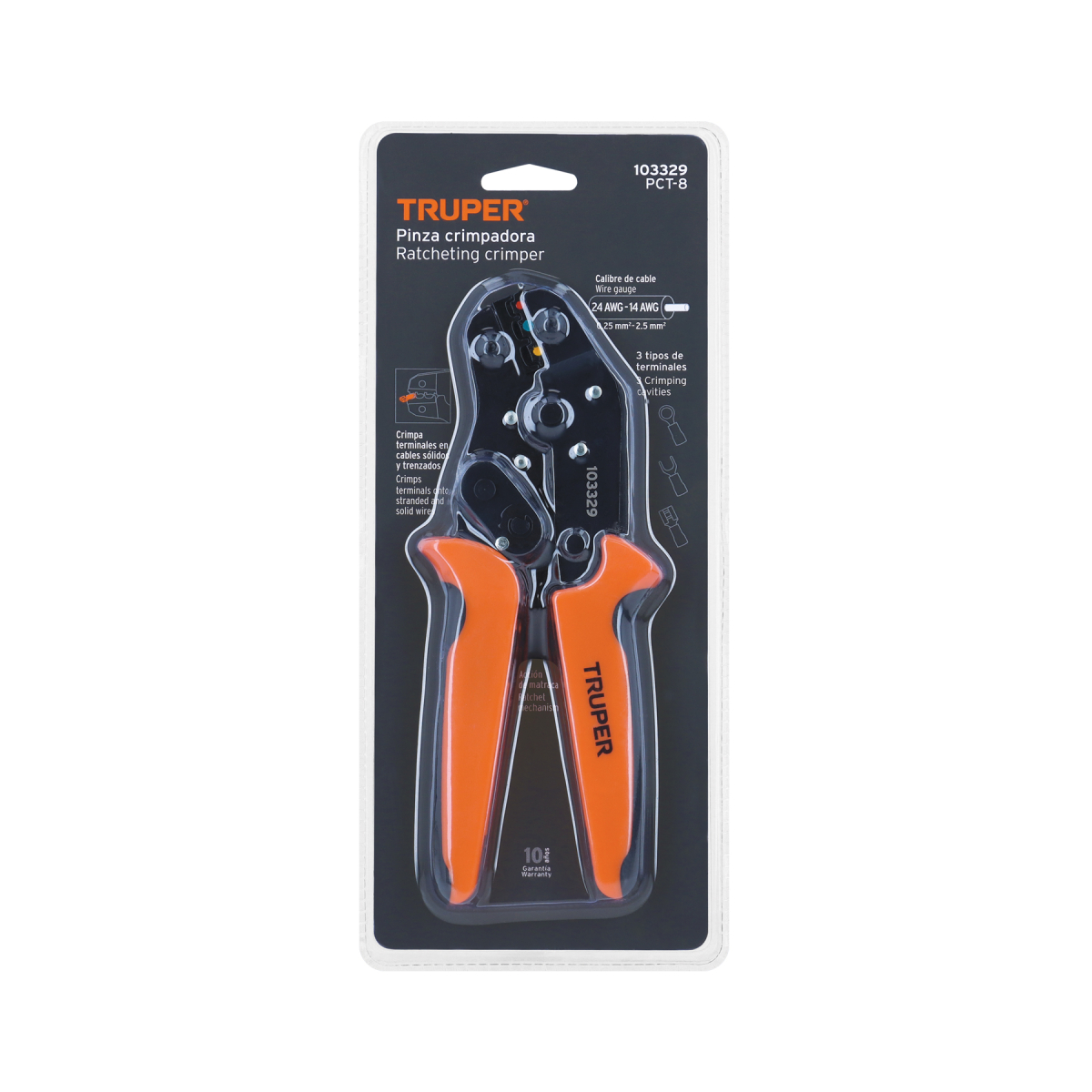 Pinza-de-Crimpado-para-Terminales-Truper-103329-PCT-8+E1 Pinza-de-Crimpado-para-Terminales-Truper-103329-PCT-8+E1