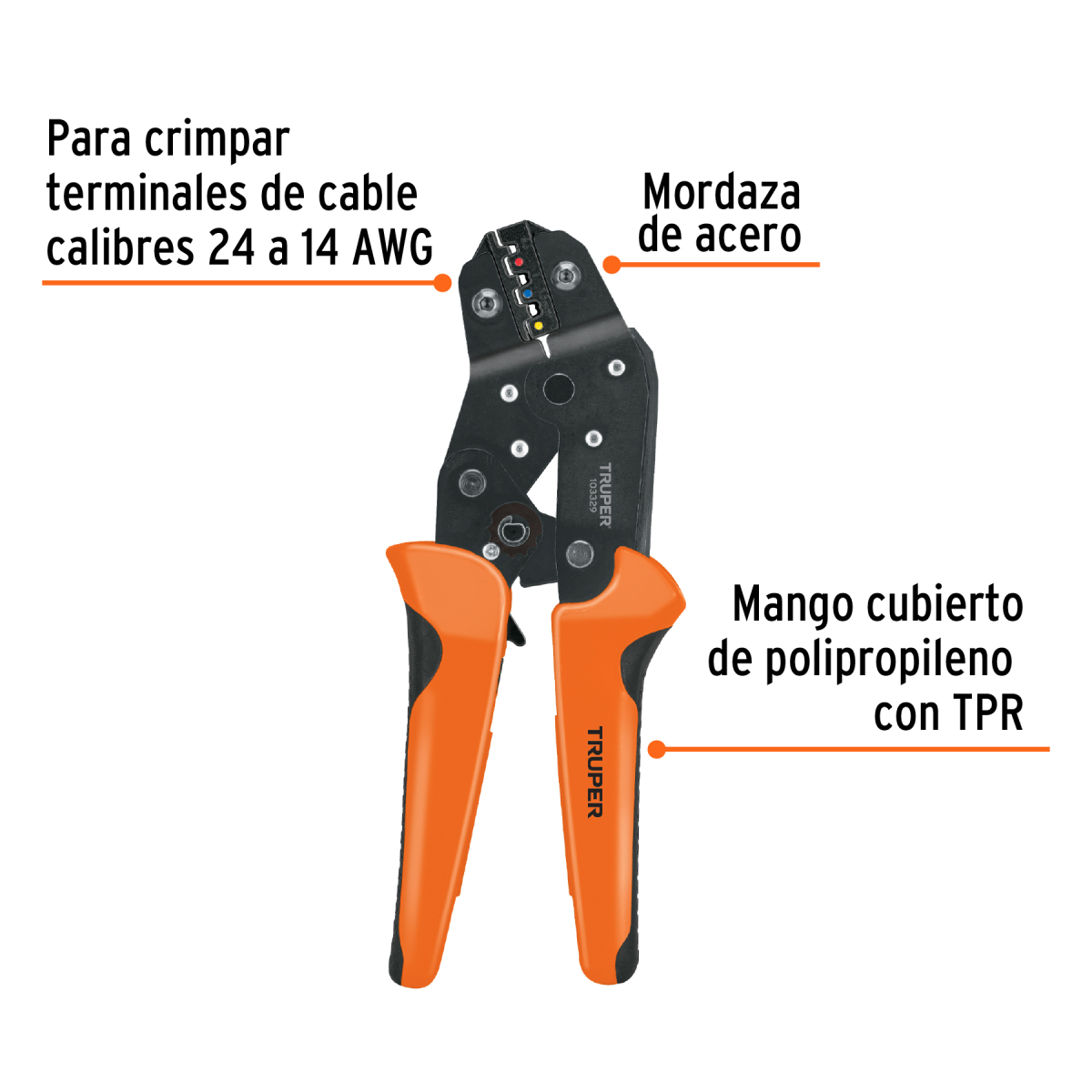 Pinza-de-Crimpado-para-Terminales-Truper-103329-PCT-8+FC1 Pinza-de-Crimpado-para-Terminales-Truper-103329-PCT-8+FC1