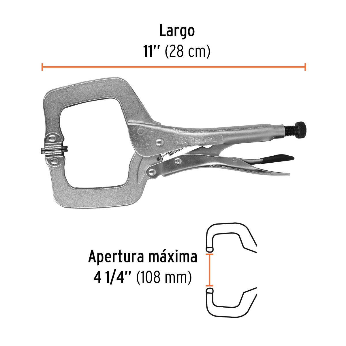 Pinzas-de-Presion-Tipo-C-Mordazas-Autoajustables-11-Truper-17427-PPC-11R+FC2 Pinzas-de-Presion-Tipo-C-Mordazas-Autoajustables-11-Truper-17427-PPC-11R+FC2