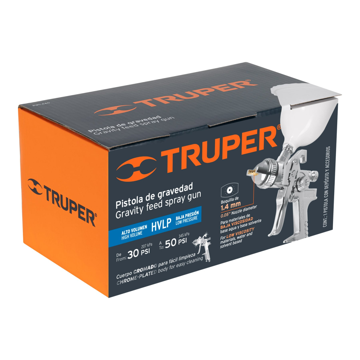 Pistola-para-pintar-gravedad-HVLP-vaso-plastico-14mm-Truper-12128-PIPI-440+E1 Pistola-para-pintar-gravedad-HVLP-vaso-plastico-14mm-Truper-12128-PIPI-440+E1