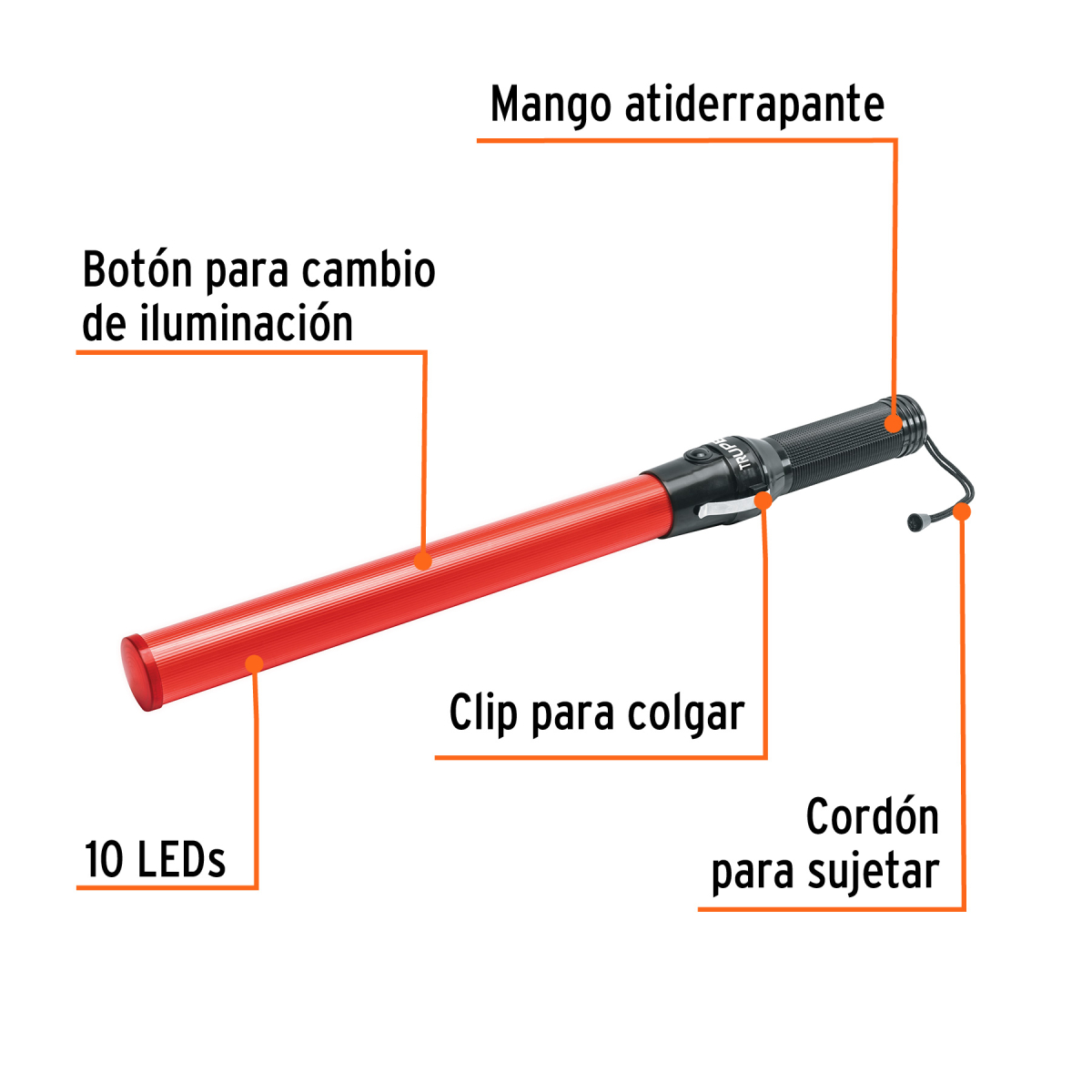 Baston-de-Seguridad-Luz-LED-53cm-Truper-101219-BADE-52+FC2 Baston-de-Seguridad-Luz-LED-53cm-Truper-101219-BADE-52+FC2